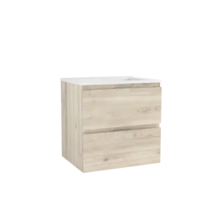 MEUBLE SOUS VASQUE AVEC 2 TIROIRS OU 2 PORTES - OTTOFOND - CITY - A SUSPENDRE - 60CM - CHENE CLAIR