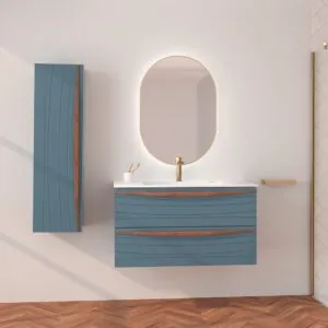 MEUBLE SOUS VASQUE AVEC 2 TIROIRS - OTTOFOND - DAHLIA - A SUSPENDRE - 80 CM - BLEU PRUSSE
