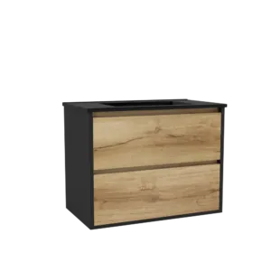 MEUBLE SOUS VASQUE AVEC 2 TIROIRS - OTTOFOND - BIRDIE - A SUSPENDRE - 100CM - NOIR MAT